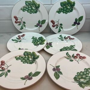 Set of 6 Christopher Stuart fine bone china salad plates, Fruit Finale